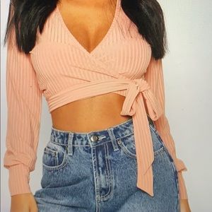 Ribbed Wrap Crop Top